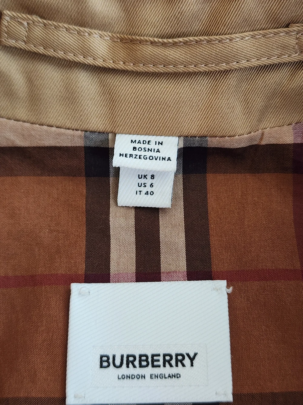 Burberry Long Check Collar Gabardine Trench Coat - Picture 7 of 10